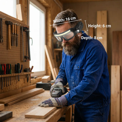 Safety Glasses Lamp Motion-Activated Gaze-Directed USB-C Rechargeable
