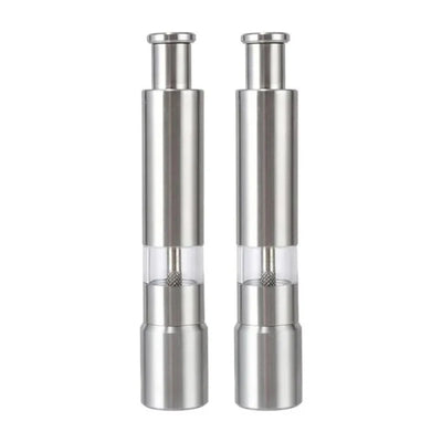 Salt & Pepper Grinder One-Hand Push Stainless Steel 2-Pack