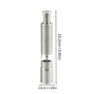 Salt & Pepper Grinder One-Hand Push Stainless Steel 2-Pack