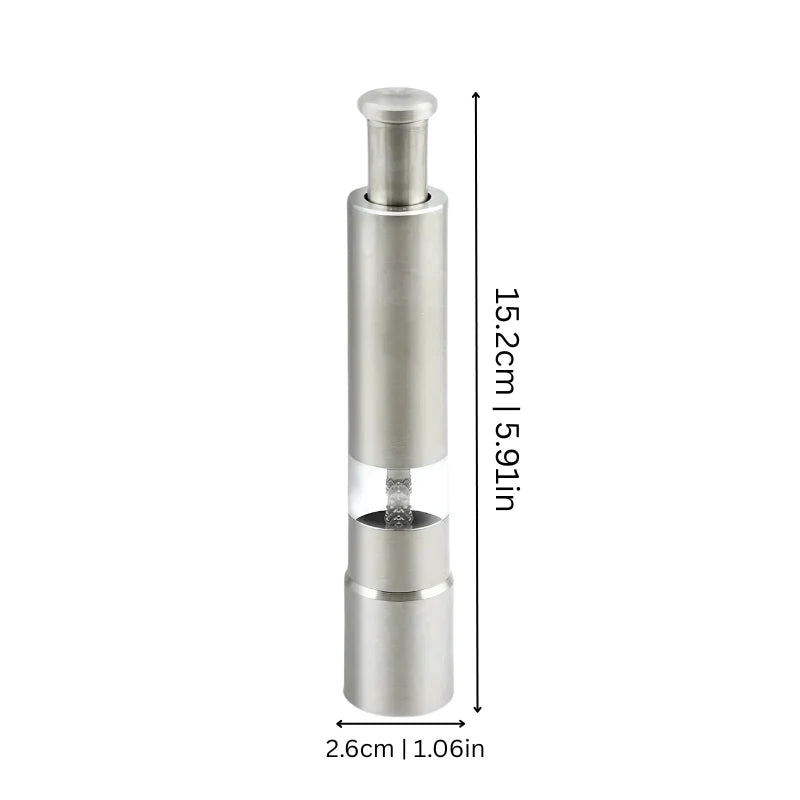 Salt & Pepper Grinder One-Hand Push Stainless Steel 2-Pack