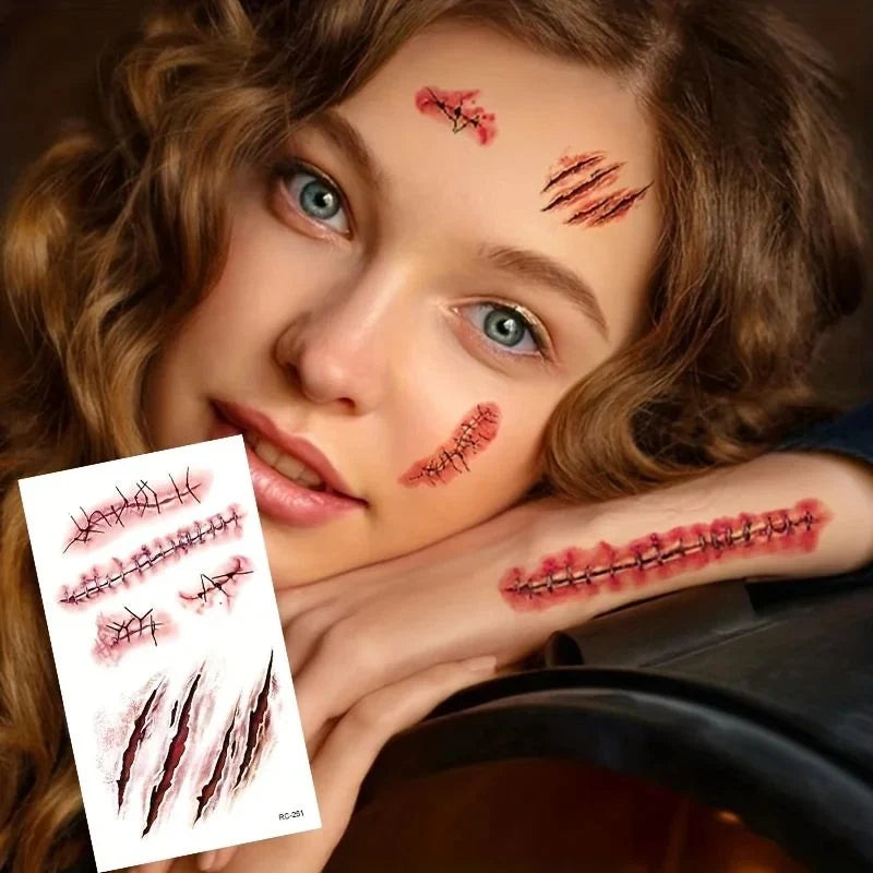 Scar Tattoo Stickers Waterproof Water-Transfer
