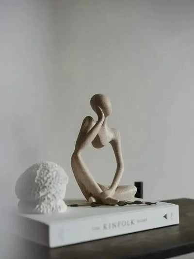 Sculpture Minimalist Seated Matte Resin Free-Standing