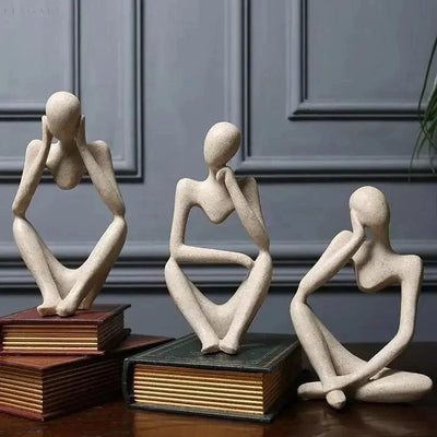 Sculpture Minimalist Seated Matte Resin Free-Standing
