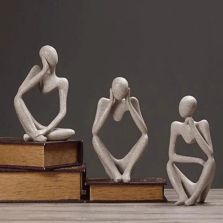 Sculpture Minimalist Seated Matte Resin Free-Standing