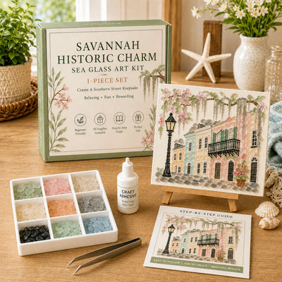 Sea Glass Art Kit Frame Included Pre-Printed Template