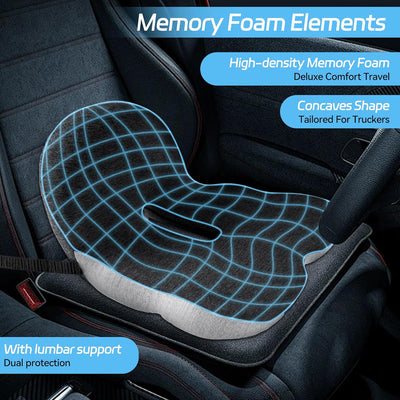 Seat Cushion Ergonomic Cutout Memory Foam Non-Slip Base