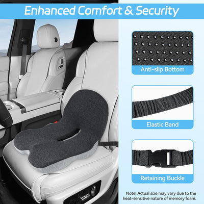 Seat Cushion Ergonomic Cutout Memory Foam Non-Slip Base