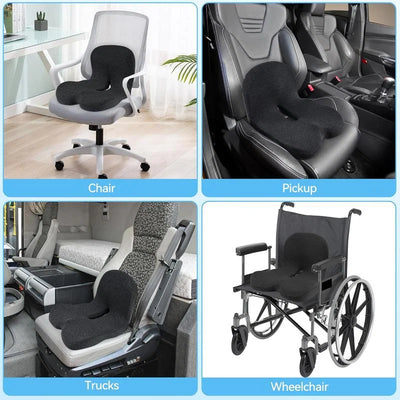 Seat Cushion Ergonomic Cutout Memory Foam Non-Slip Base