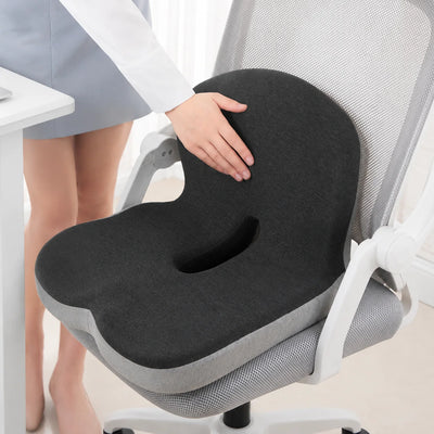 Seat Cushion Ergonomic Memory Foam Non-Slip & Washable Cover