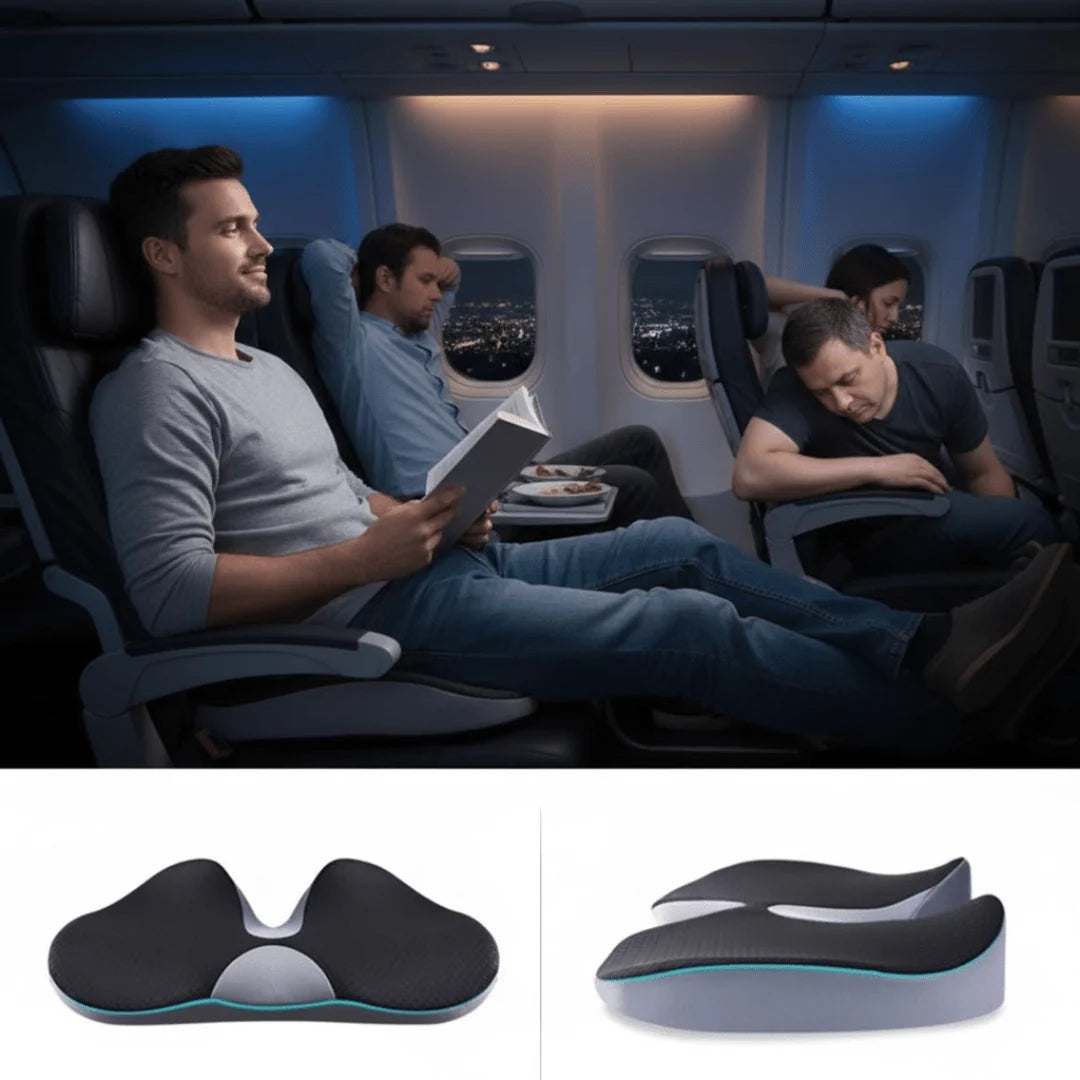 Seat Cushion Memory Foam Breathable Removable Cover Non-Slip Base