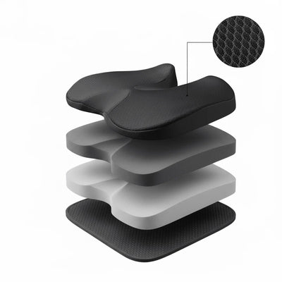 Seat Cushion Memory Foam Breathable Removable Cover Non-Slip Base
