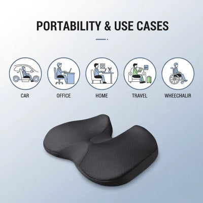 Seat Cushion Memory Foam Breathable Removable Cover Non-Slip Base