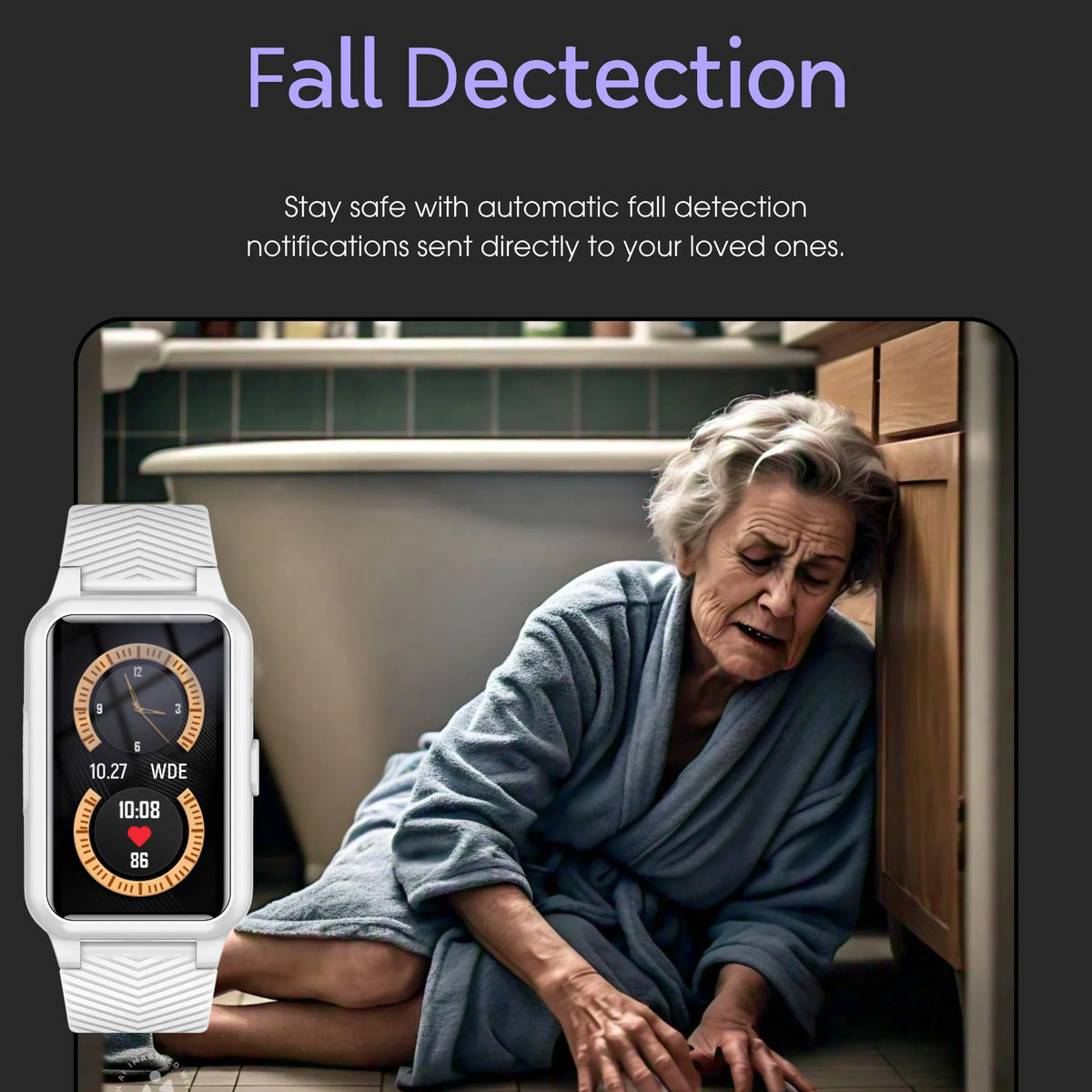 Senior Smartwatch SOS & Fall Detection Large Touch Display