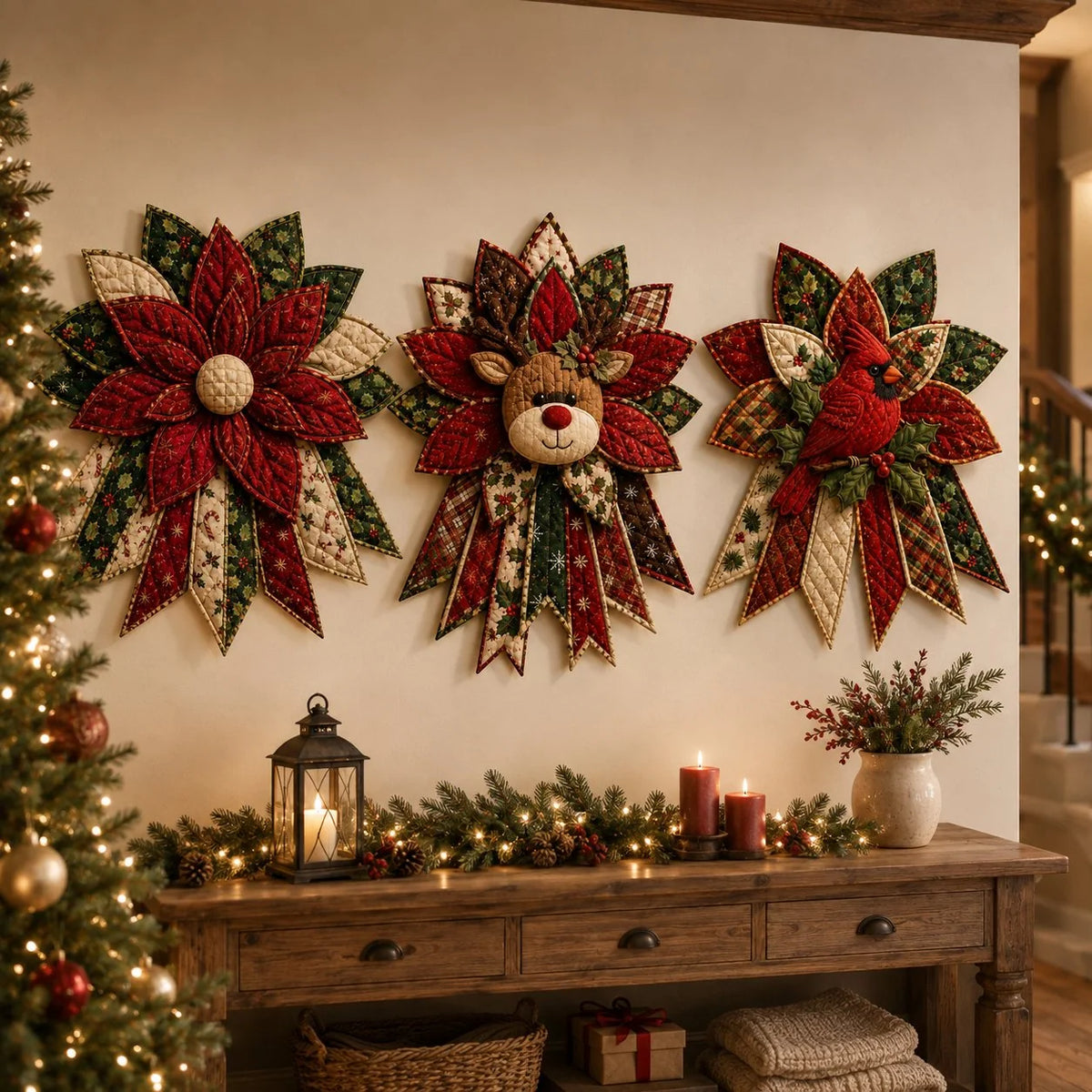 Sewing Kit Christmas Door Hanging Quilted Beginner-Friendly