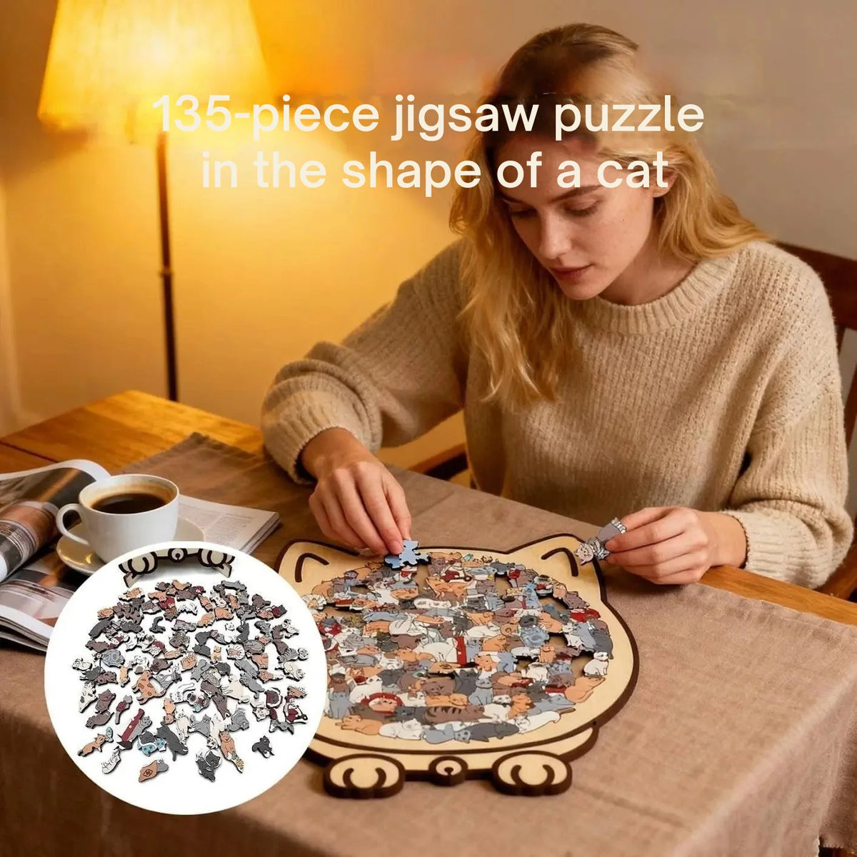 Shaped Puzzle Cat Silhouette 135 Irregular Pieces