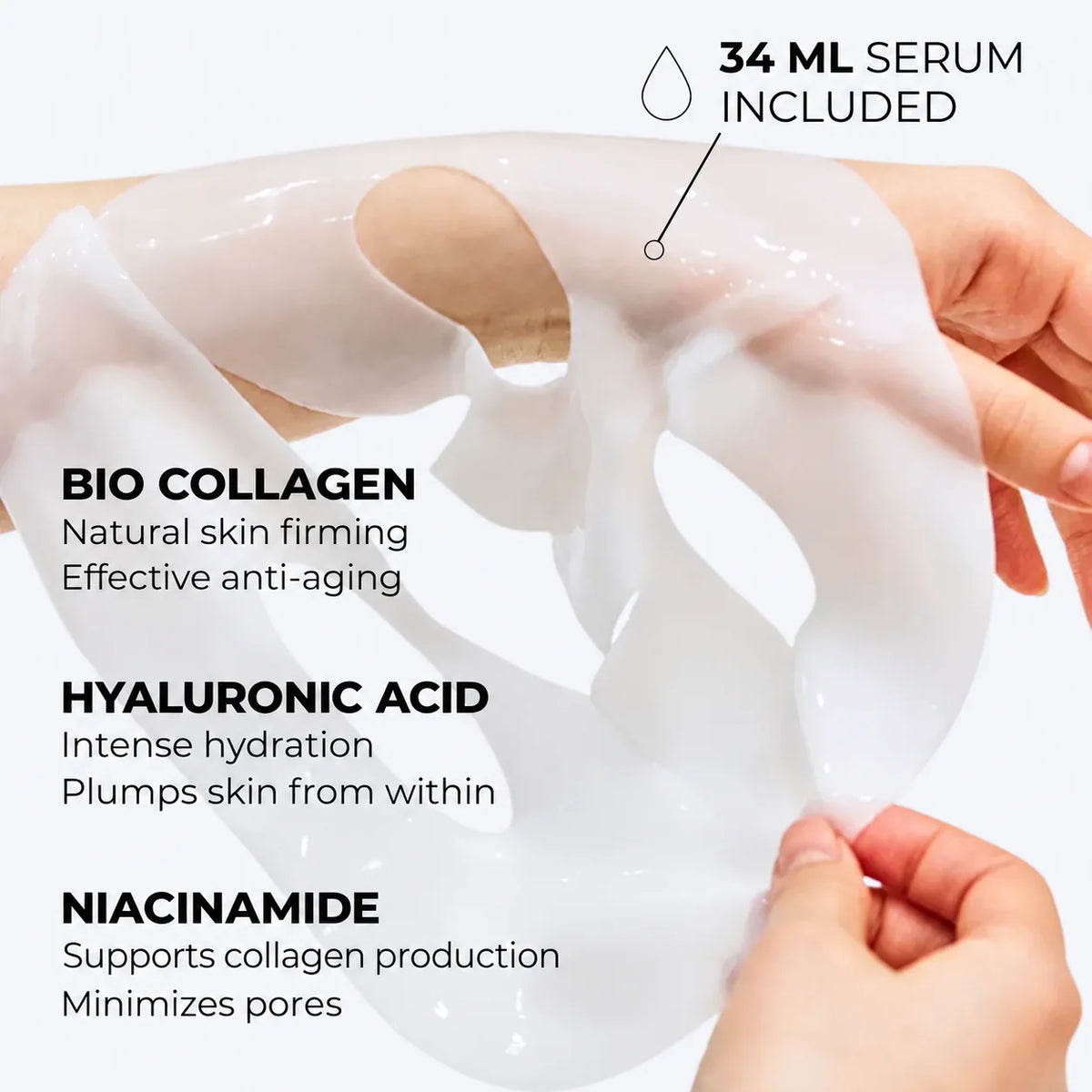 Sheet Mask Organic Collagen Hyaluronic Acid Niacinamide