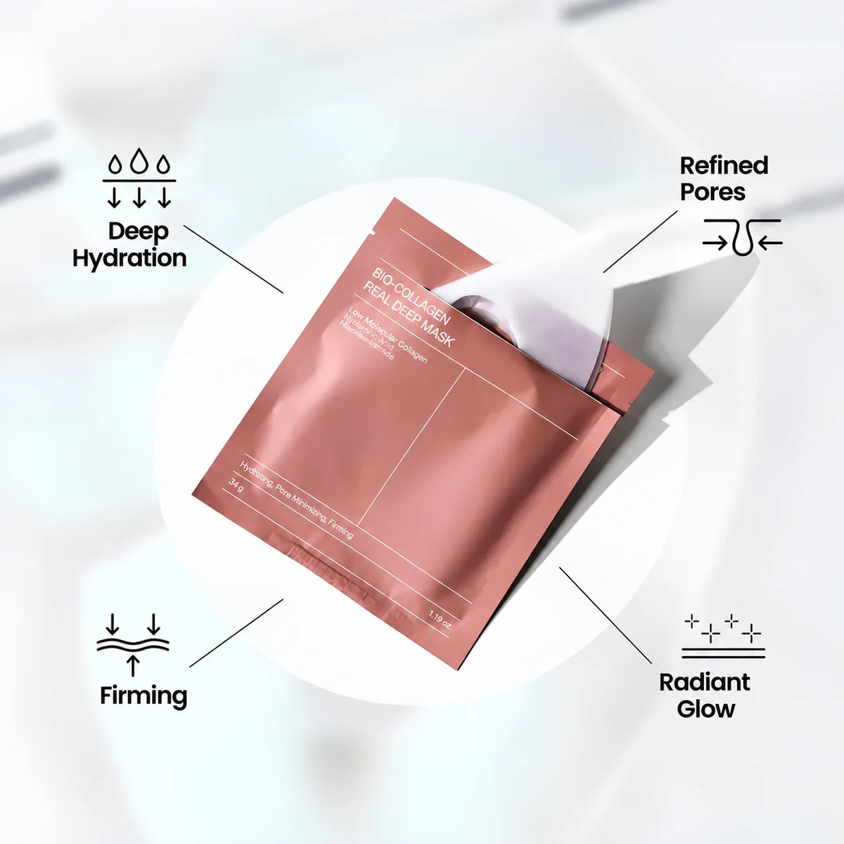 Sheet Mask Organic Collagen Hyaluronic Acid Niacinamide