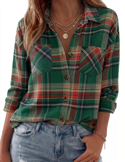Shirt Jacket Soft Flannel Oversized Plaid Chest Pockets