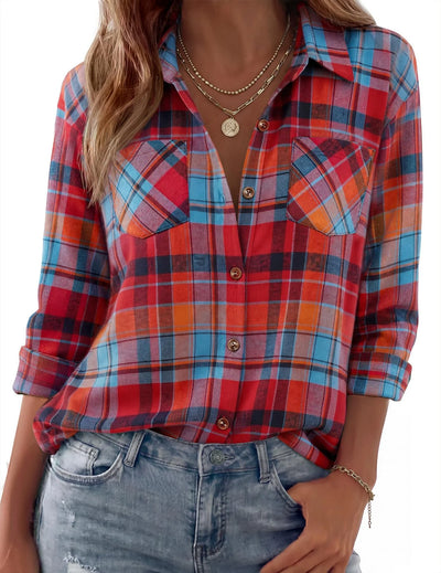 Shirt Jacket Soft Flannel Oversized Plaid Chest Pockets