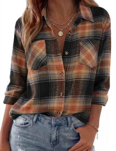 Shirt Jacket Soft Flannel Oversized Plaid Chest Pockets