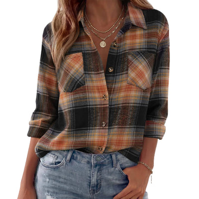 Shirt Jacket Soft Flannel Oversized Plaid Chest Pockets