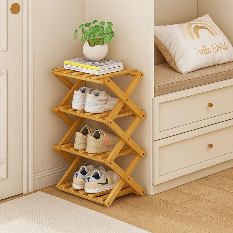 Shoe Rack Bamboo Foldable Tiered Storage