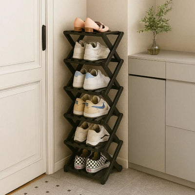 Shoe Rack Bamboo Foldable Tiered Storage