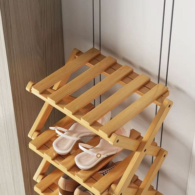 Shoe Rack Bamboo Foldable Tiered Storage
