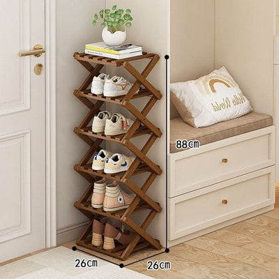 Shoe Rack Bamboo Foldable Tiered Storage