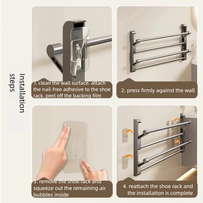Shoe Rack Wall-Mounted With Integrated Drainage