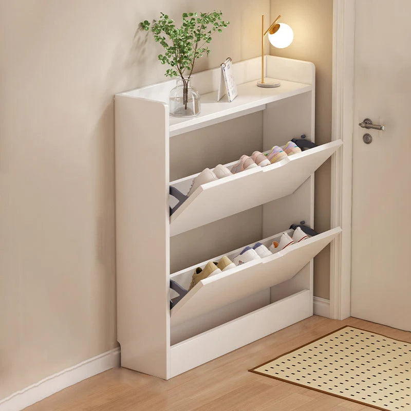 Shoe Storage Cabinet Slim 6.69-Inch Depth Concealed Tiered Storage