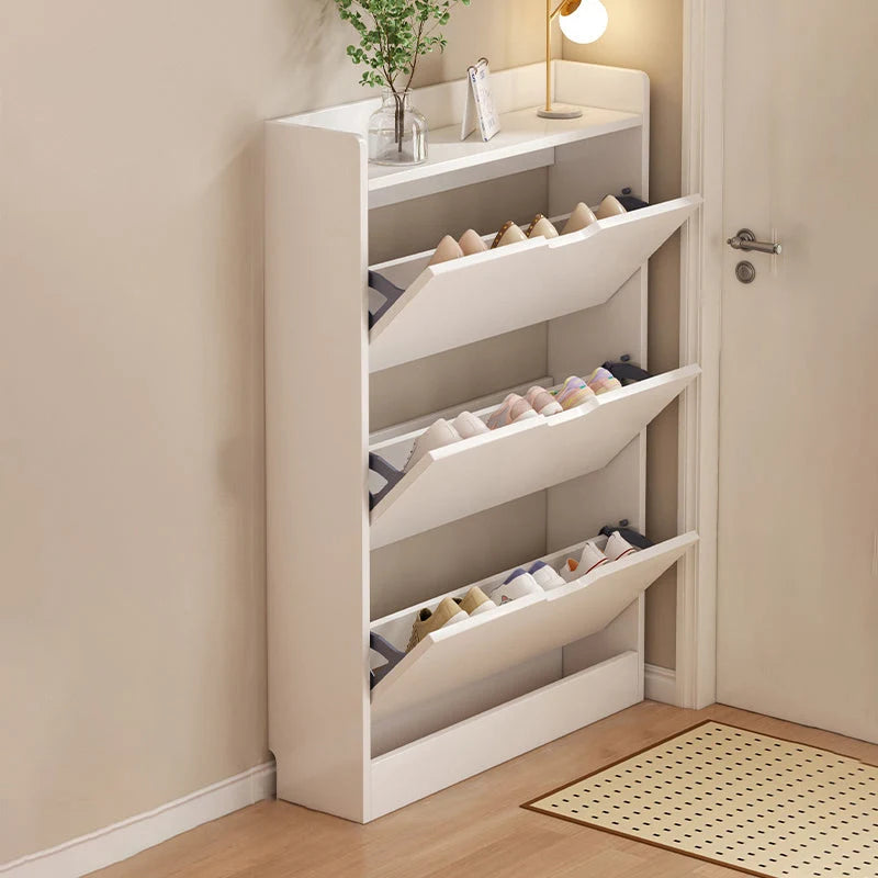 Shoe Storage Cabinet Slim 6.69-Inch Depth Concealed Tiered Storage