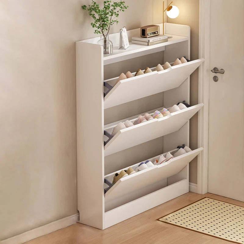Shoe Storage Cabinet Slim 6.69-Inch Depth Concealed Tiered Storage