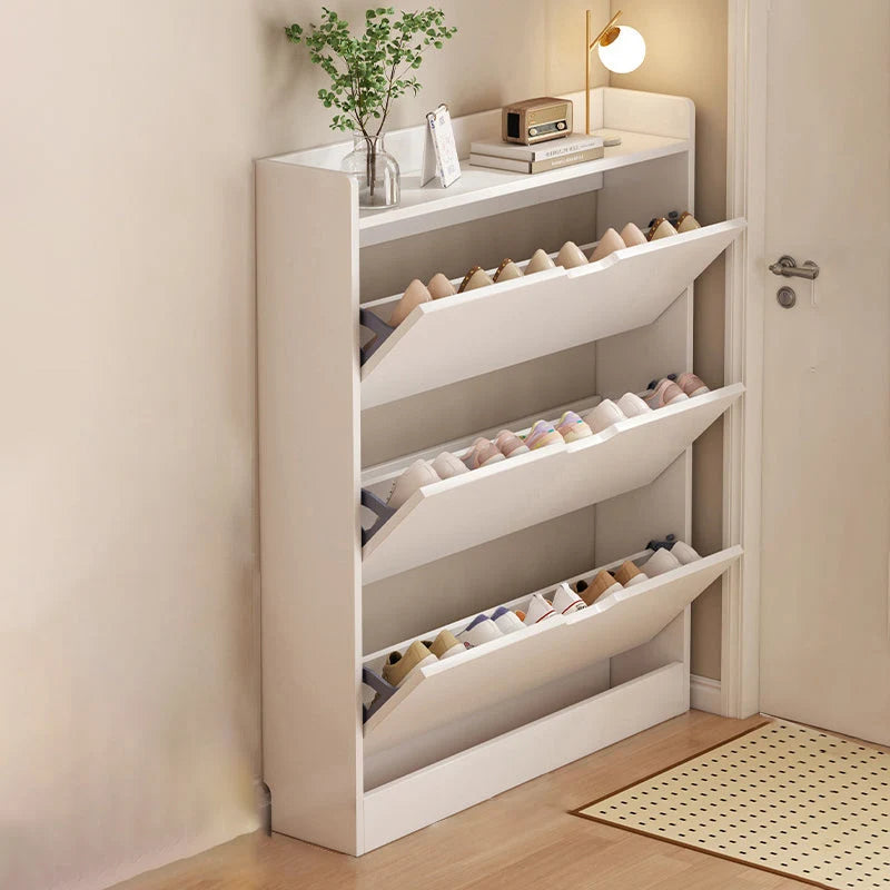 Shoe Storage Cabinet Slim 6.69-Inch Depth Concealed Tiered Storage
