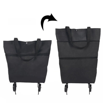 Shopping Bag Foldable 2-In-1 Tote & Rolling Trolley