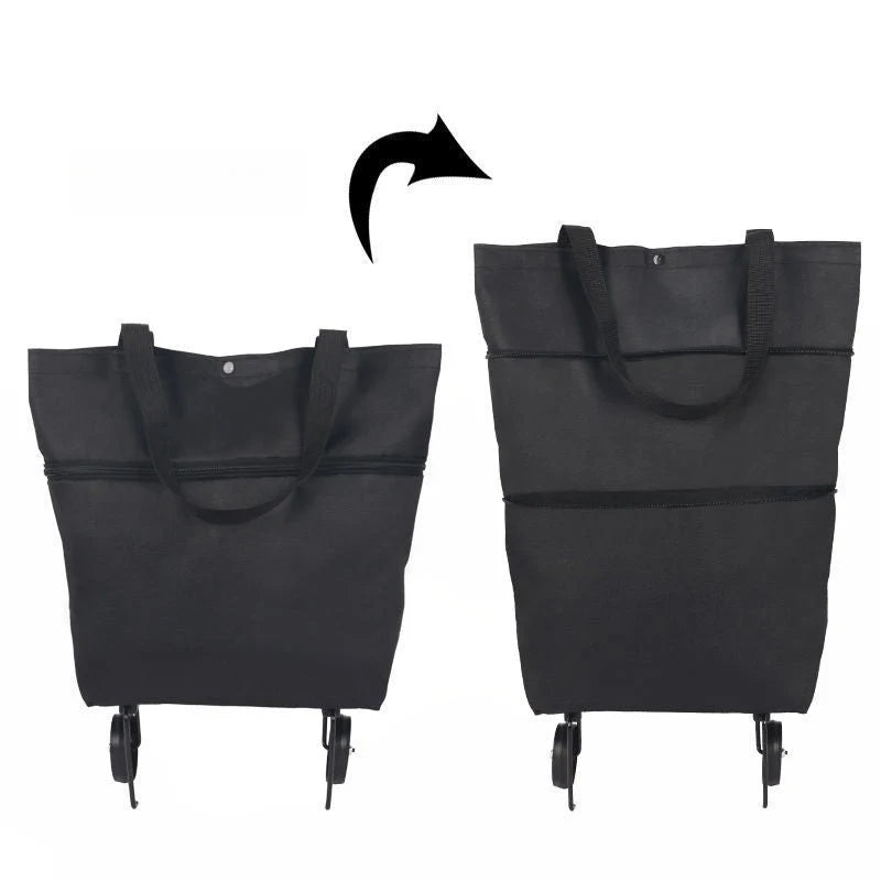Shopping Bag Foldable 2-In-1 Tote & Rolling Trolley