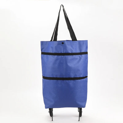 Shopping Bag Foldable 2-In-1 Tote & Rolling Trolley