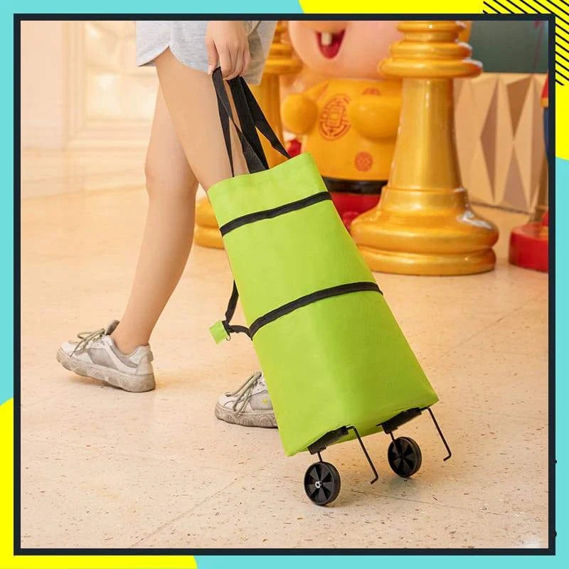 Shopping Bag Foldable 2-In-1 Tote & Rolling Trolley