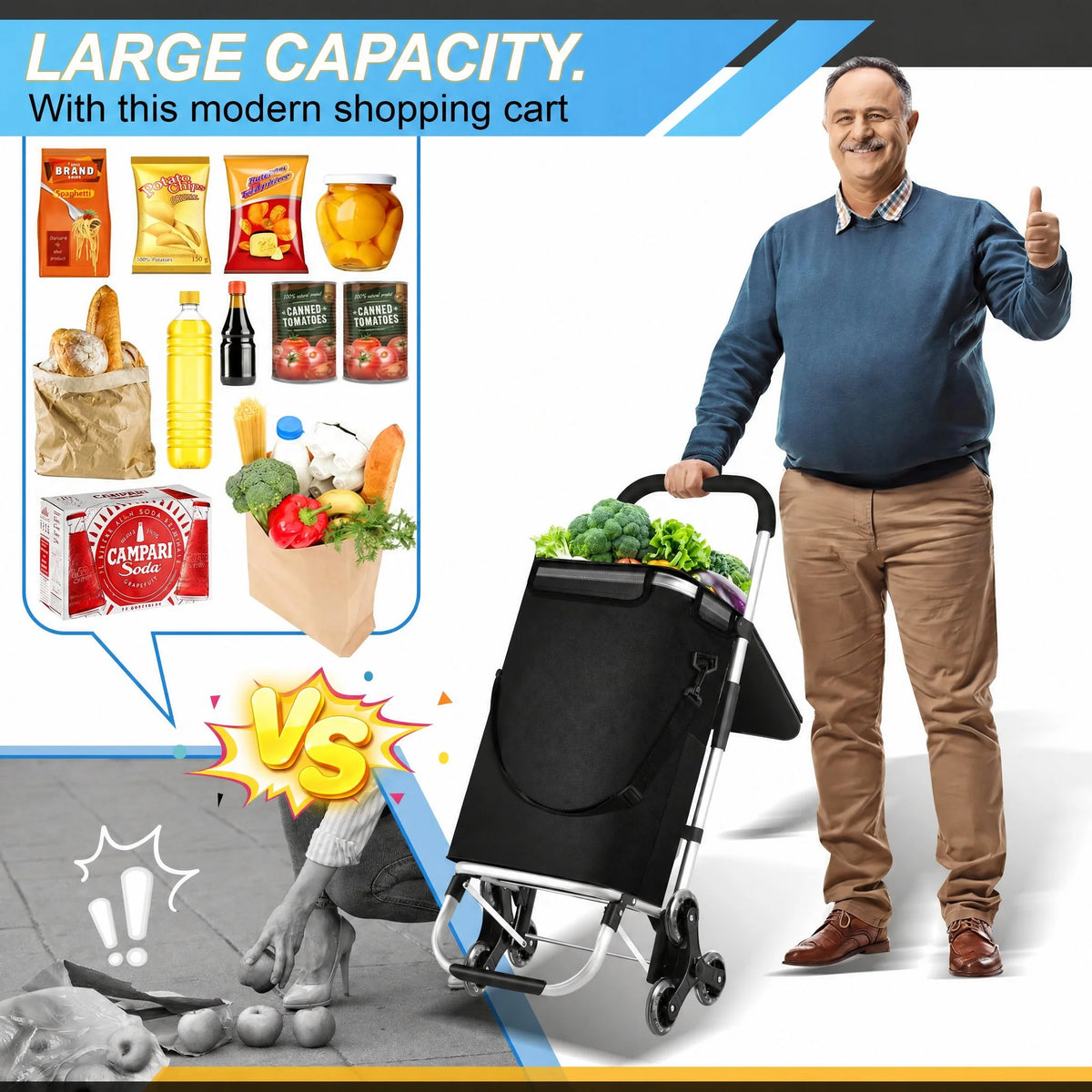Shopping Trolley Foldable With Insulated Compartment 10.6 Gallon