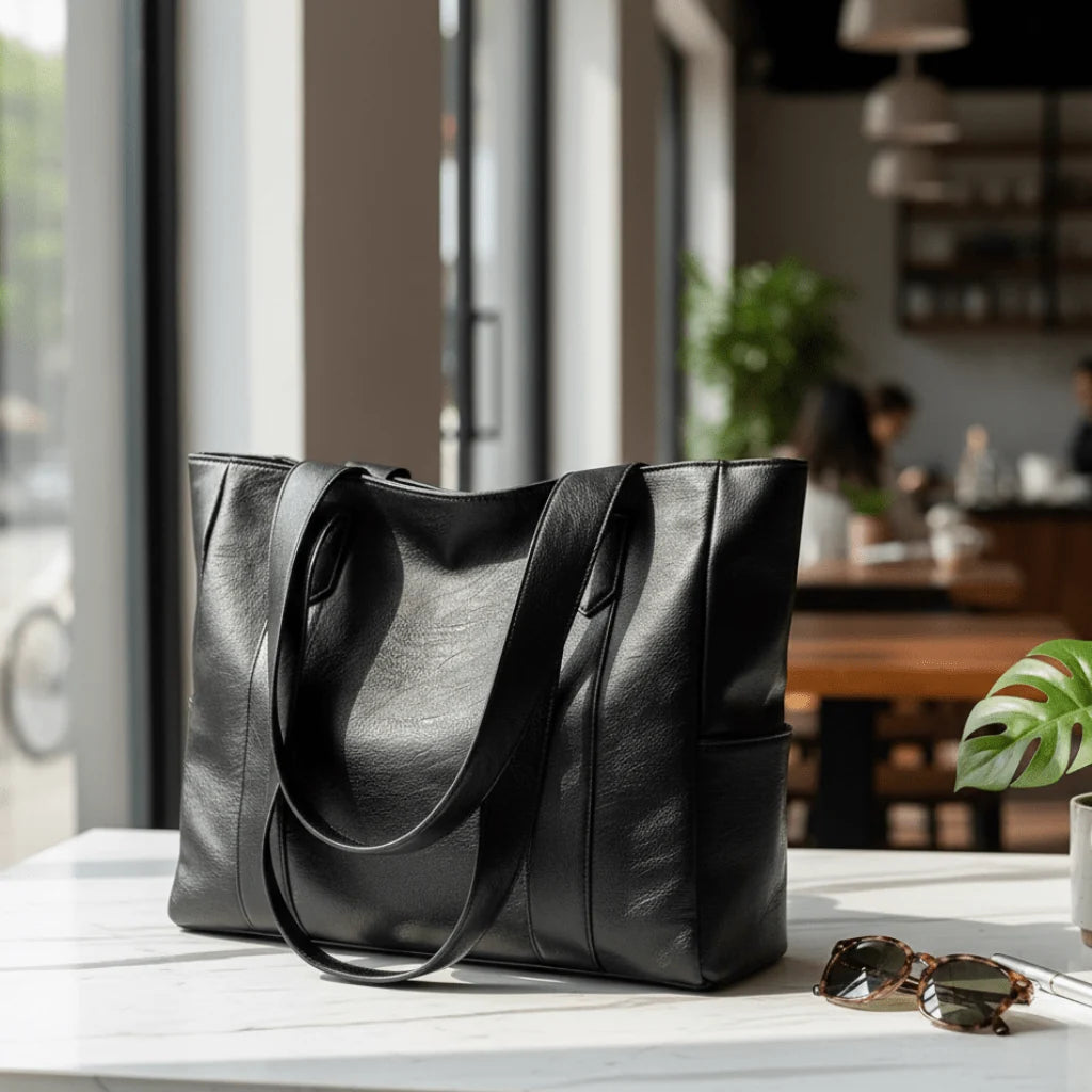 Shoulder Bag Smooth Faux Leather Spacious Inner Pockets