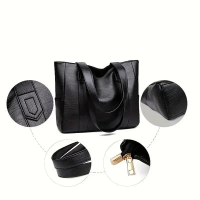 Shoulder Bag Smooth Faux Leather Spacious Inner Pockets