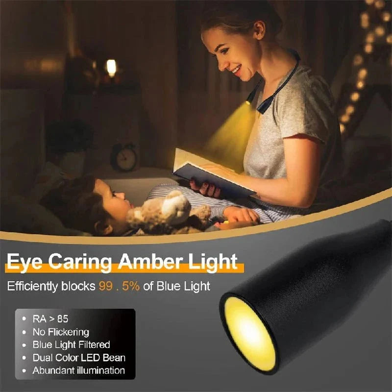 Shoulder Reading Light Dual Bendable Arms Adjustable Brightness Rechargeable