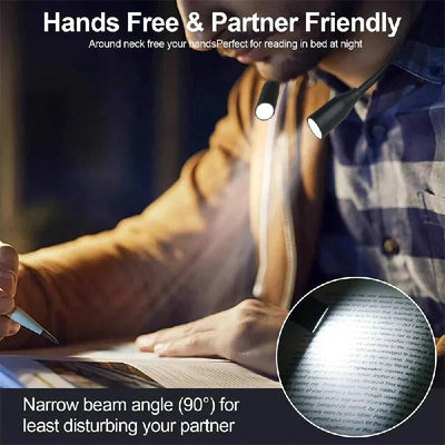 Shoulder Reading Light Dual Bendable Arms Adjustable Brightness Rechargeable