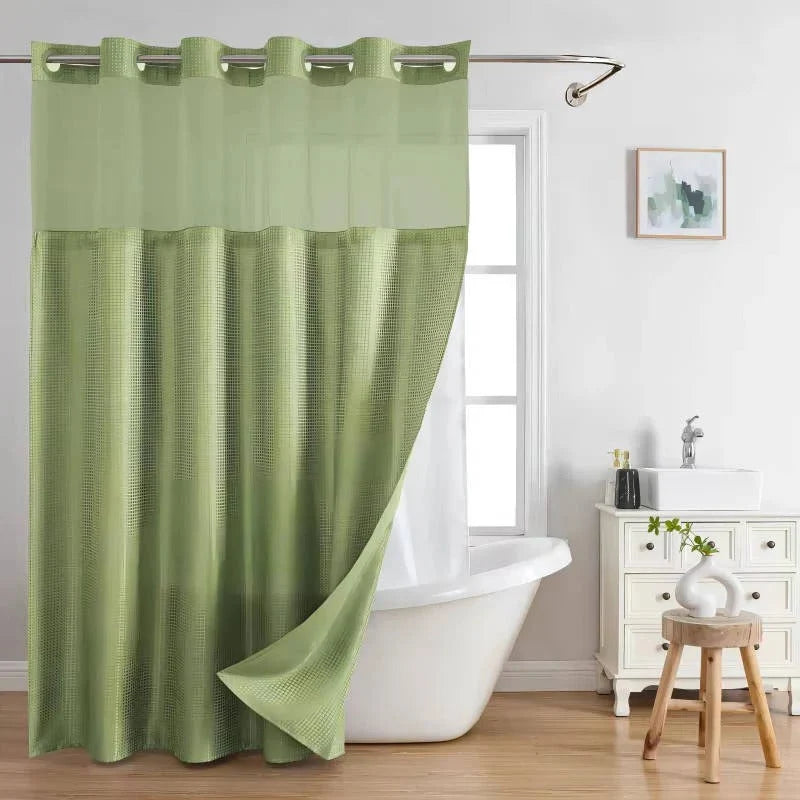 Shower Curtain Hookless Waffle Texture Integrated Liner