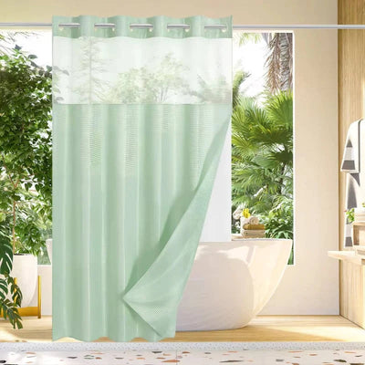 Shower Curtain Hookless Waffle Texture Integrated Liner