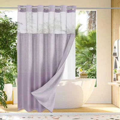 Shower Curtain Hookless Waffle Texture Integrated Liner