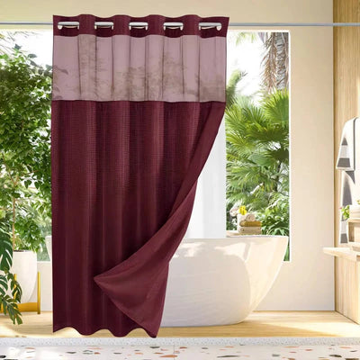 Shower Curtain Hookless Waffle Texture Integrated Liner