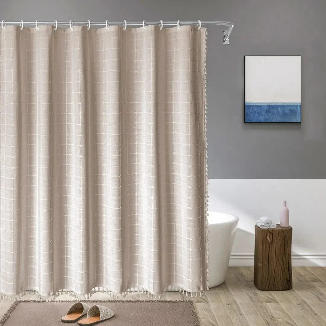 Shower Curtain Linen Waterproof Quick-Drying