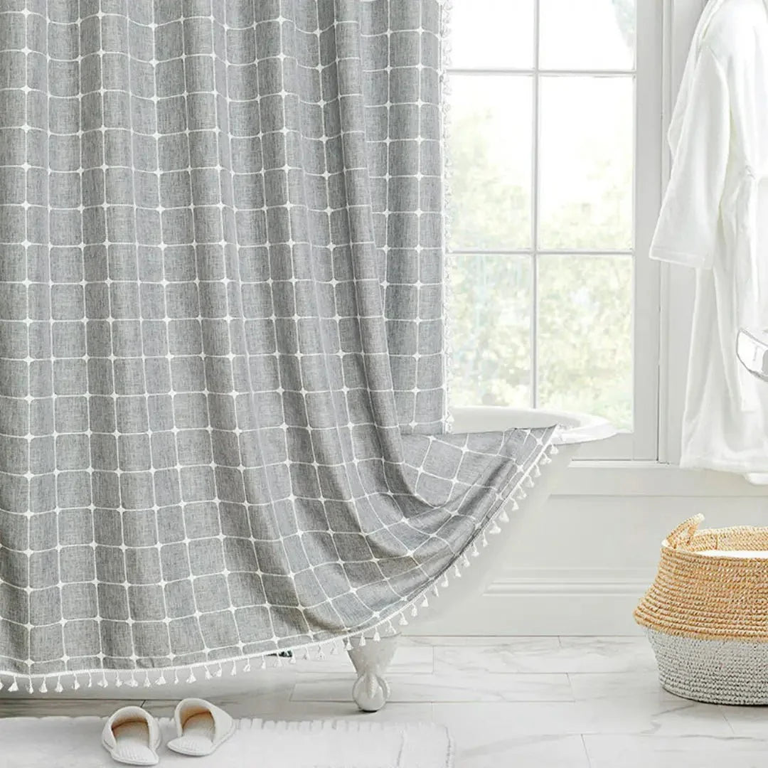 Shower Curtain Linen Waterproof Quick-Drying