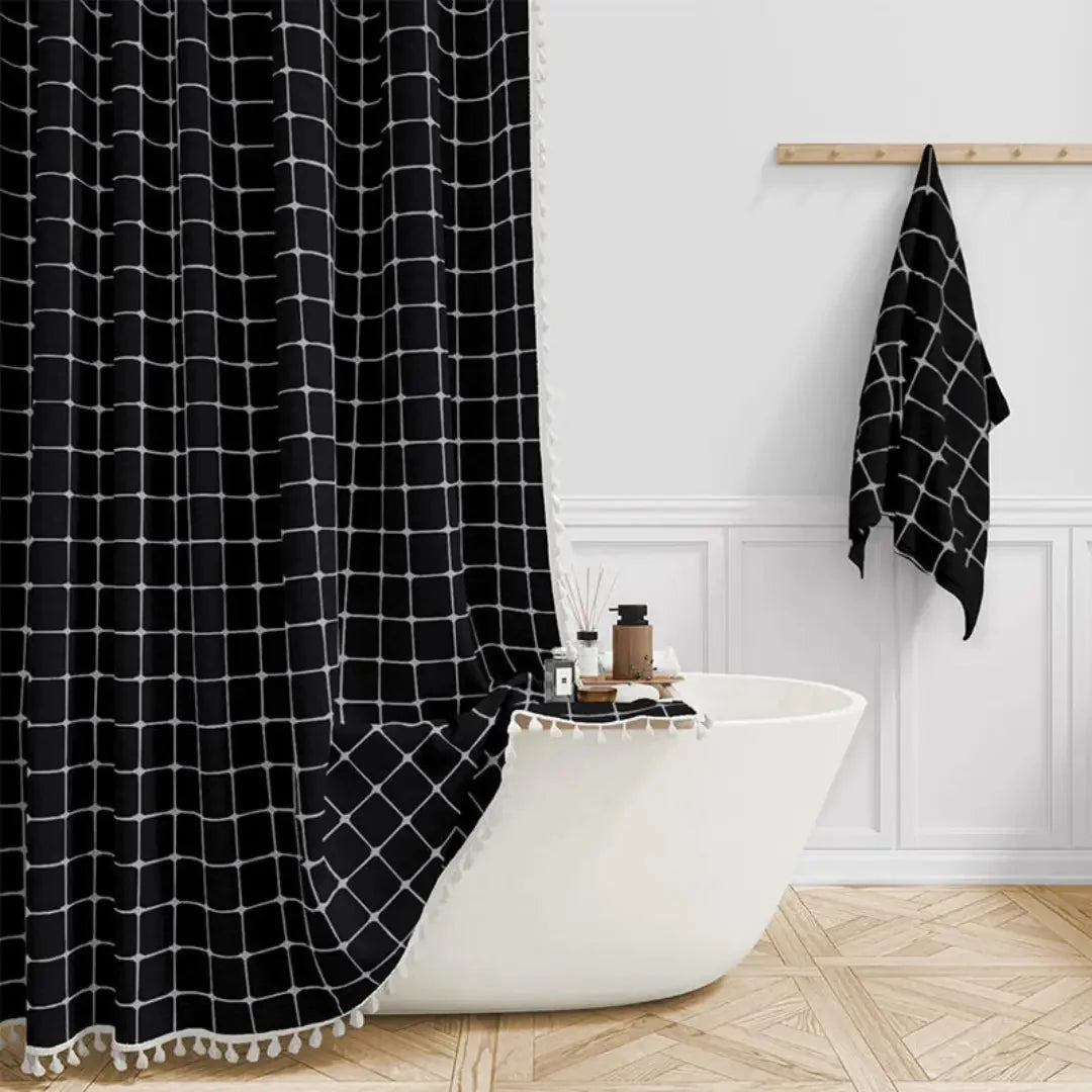 Shower Curtain Linen Waterproof Quick-Drying